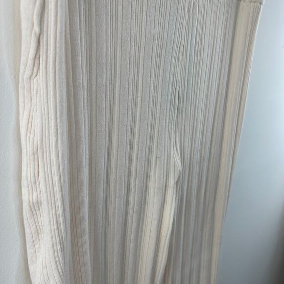 H&M Ivory Elastic Waist Pleated Wide Leg Pants Size L Large NEW - Picture 5 of 10